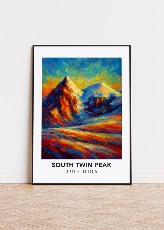 South Twin Peak Mountain Print Modern Oil Painting Style Art Poster