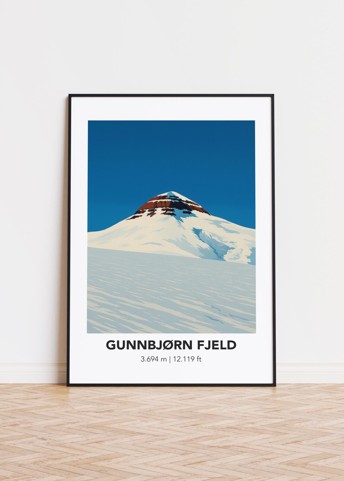 Gunnbjorn Fjeld Greenland Highest Snow Summit Modern Mountain Poster