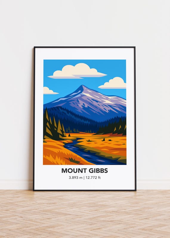 Mount Gibbs Modern Mountain Illustration Art Print