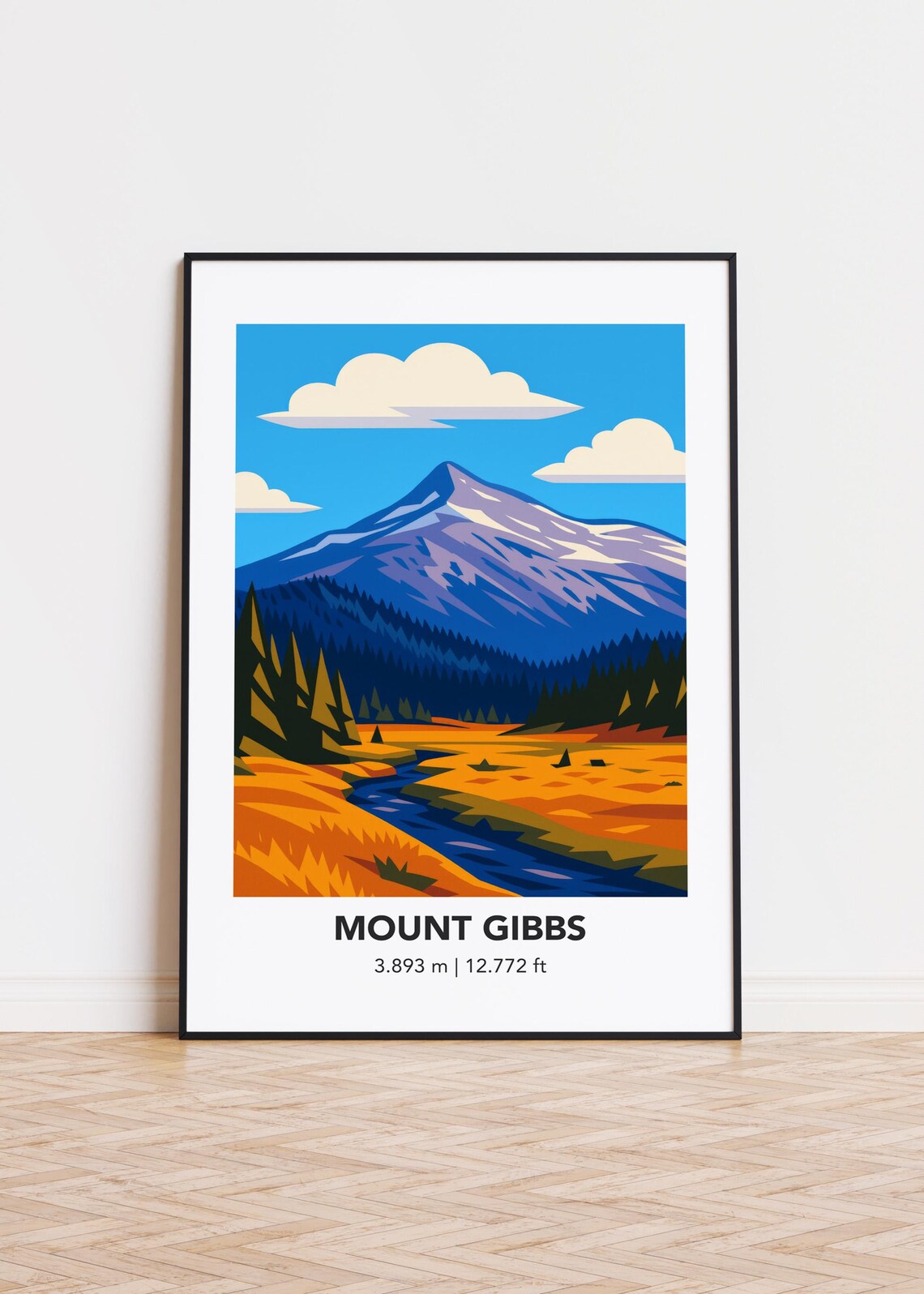 Mount Gibbs Modern Mountain Illustration Art Print