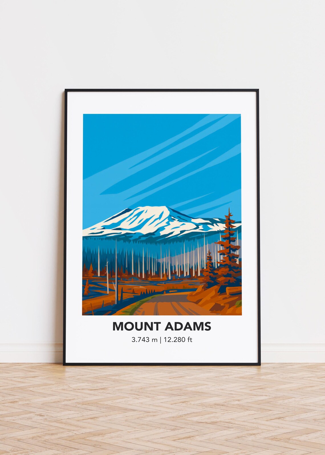 Mount Adams Mountain Illustration Art Print