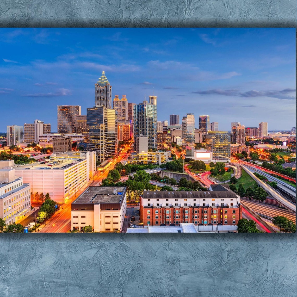 Atlanta Georgia Skyline At Dusk Downtown Cityscape Photo Poster