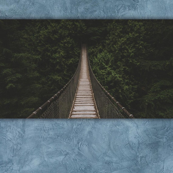 Jungle Art Decor Suspension Rope Bridge Dense Forest Art Forest Wall Art Nature Art Poster Home Wall Art Nature Print