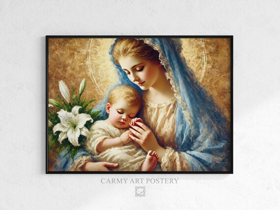 Madonna And Child Portrait, Vintage Religious Art