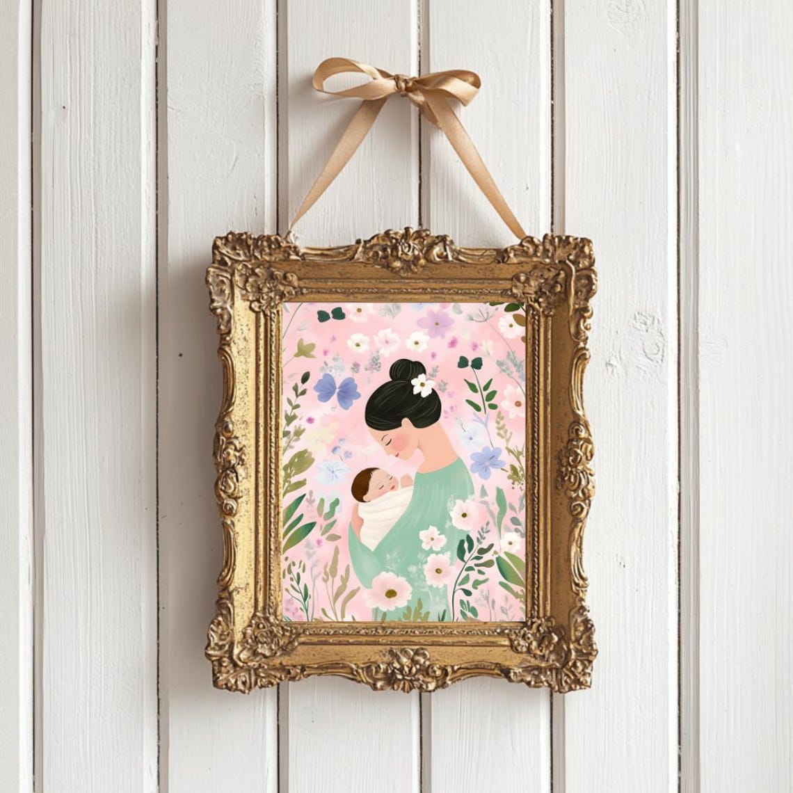 Mother And Baby Wall Art Print Motherhood Art Funky Pastel Wall Art Trendy Nursery Art New Mum Poster Baby Shower Gift - Image 4