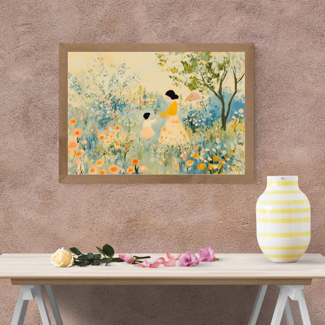 Motherhood Cottagecore Nursery Print Mother And Baby Trendy Nursery Wall Art Mothers Love Art Mothers Day Gift - Image 5