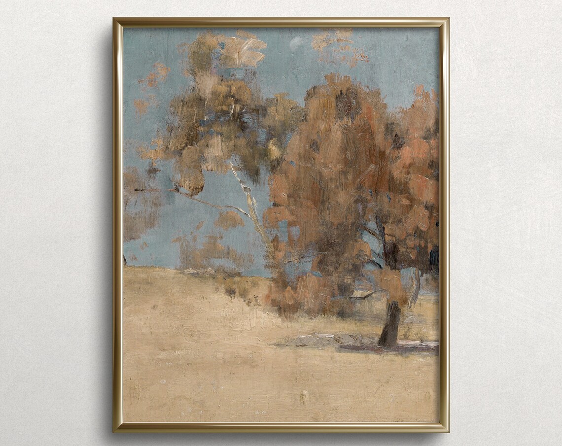 Neutral Autumn Landscape Painting Wall Art Print