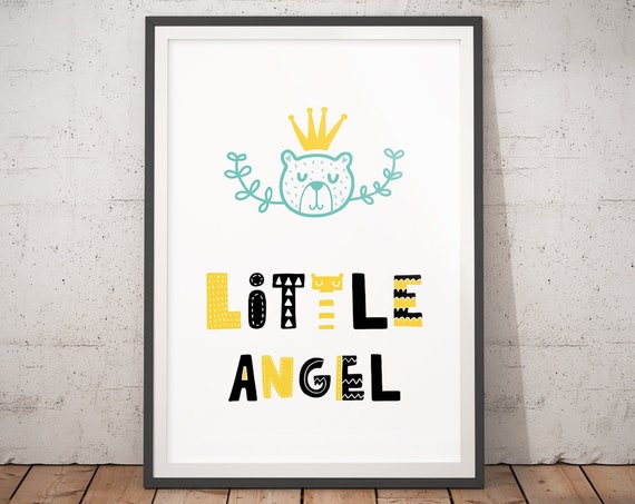 Nursery Decor Little Angel Nursery Prints Scandi Print Nursery Nordic Nursery Boys Bedroom Decor Girls Room Decor