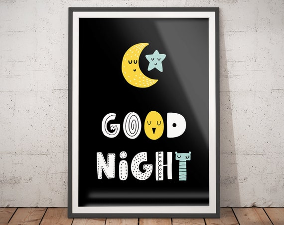 Nursery Prints Good Night Boys Bedroom Decor Or Girls Room Decor Scandi Nursery Style