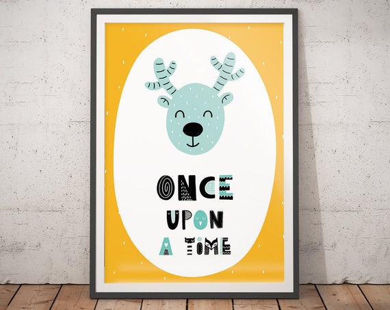 Nursery Prints Once Upon A Time Nursery Decor Scandi Print Nursery Nordic Nursery Boys Bedroom Decor Girls Room Decor