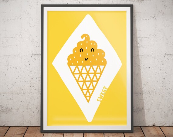 Ice Cream Nursery Prints Set Cute Pastel Wall Art For Baby Room Decor Sweet Themed Nursery Decoration