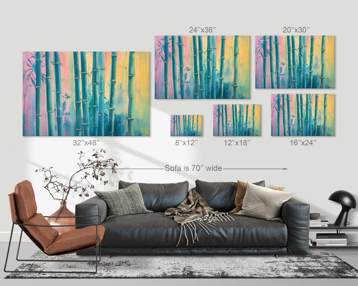 Tropical Bamboo Forest Vivid Sunset Color Statement Wall Art - Image 3