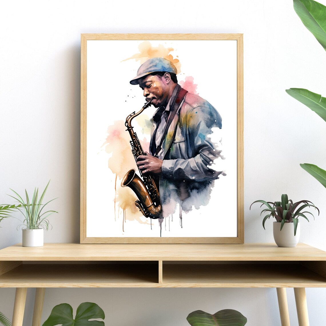 Saxophonist Watercolor Art Print, Passionate Musician