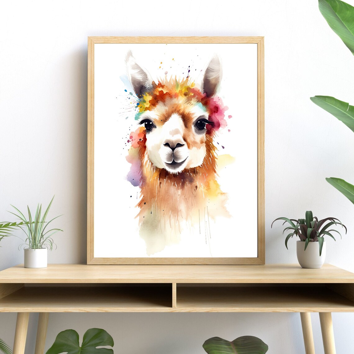 Llama Watercolor Art Print, Modern Farmhouse Decor