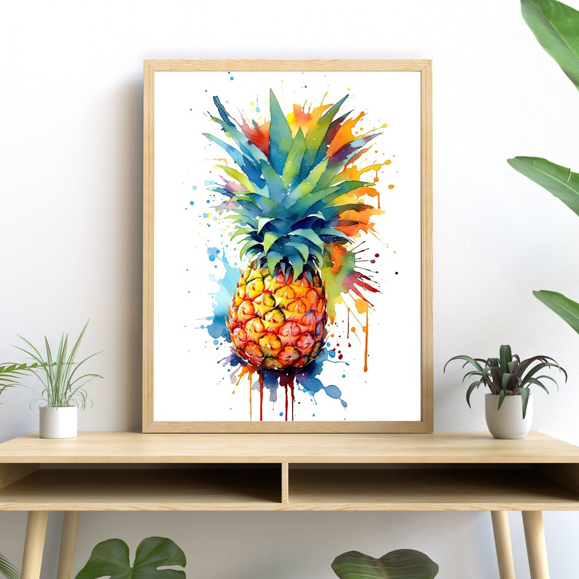 Ananas Watercolor Art Print, Tropical Decor