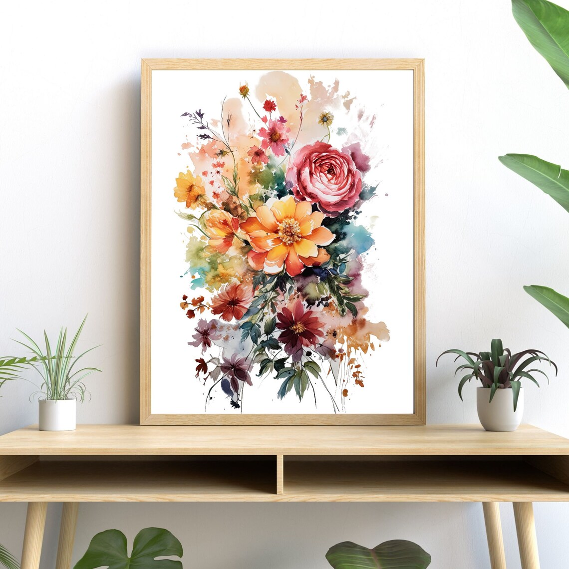 Flower Assortment Watercolor Art, Floral Print