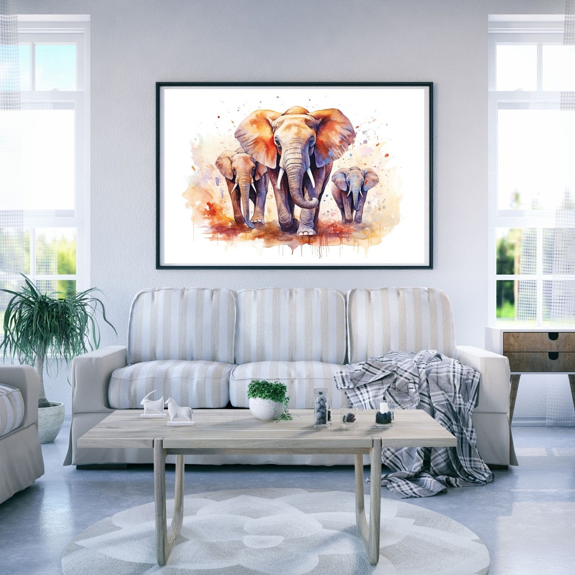 Elephant Watercolor Art, Nursery Gift - Image 2