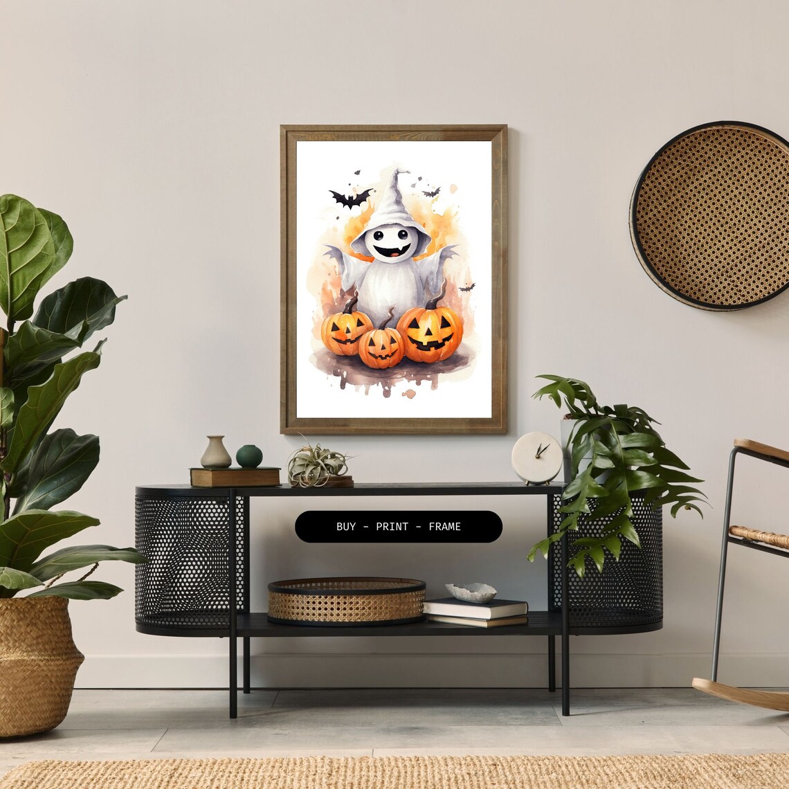 Cute Witch Ghost Watercolor Halloween Illustration - Image 2