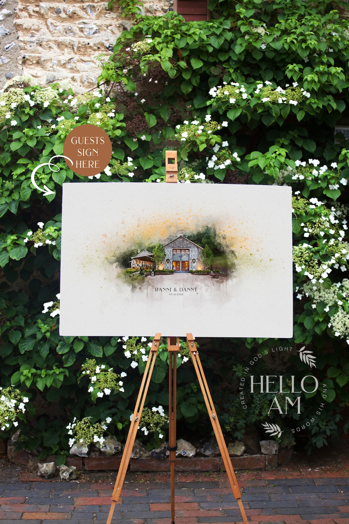 Custom Watercolor Wedding Venue Portrait, Guestbook Ideas - Image 2