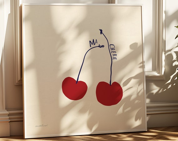 Cherry Fruit Market Print Retro Kitchen Wall Art