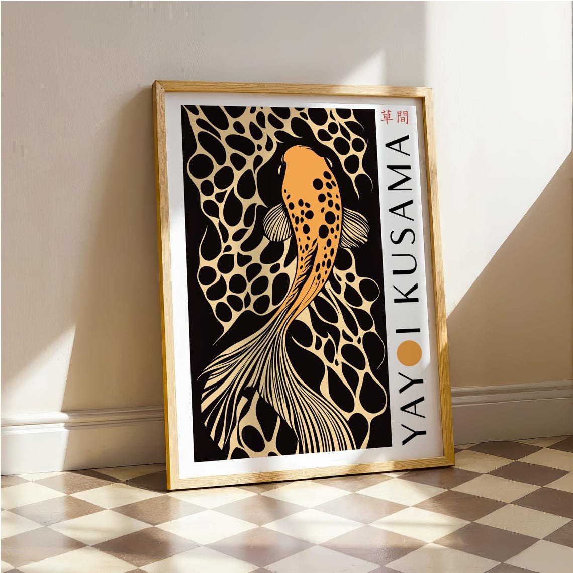 Vivid Orange Koi Fish With Spotted Tail Kusama Inspired Poster