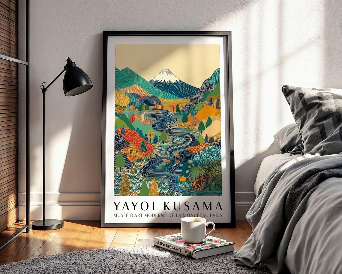 Yayoi Kusama Mount Fuji Print Japanese Mountain Landscape Poster Colourful Modern Art For Living Room Bedroom Or Office - Image 2