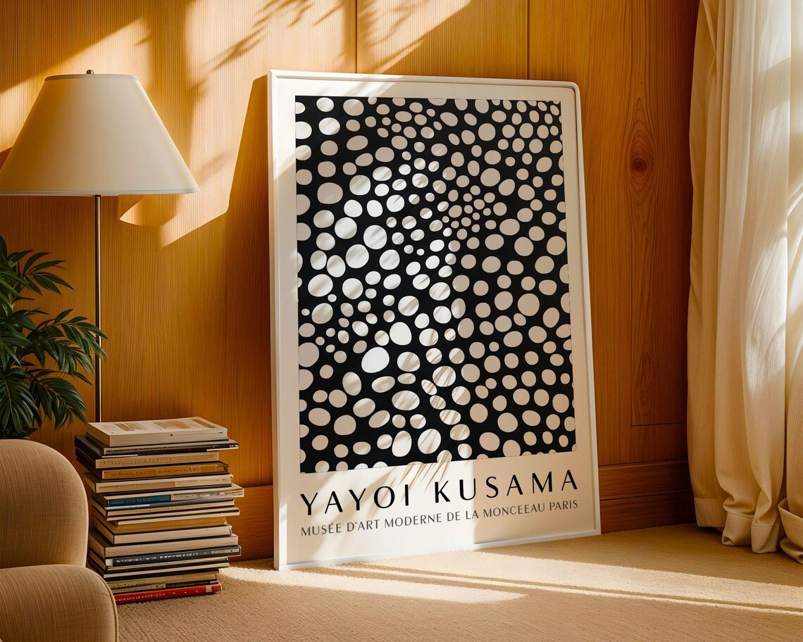 Yayoi Kusama Bold Black and White Polka Dot Museum Art Poster - Image 3