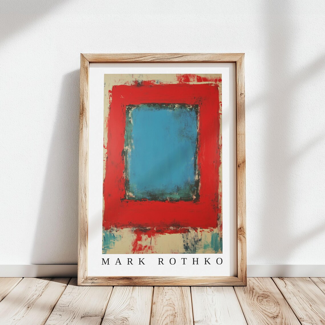 Mark Rothko Glowing Blue Square Centered on a Bold Red Field Poster