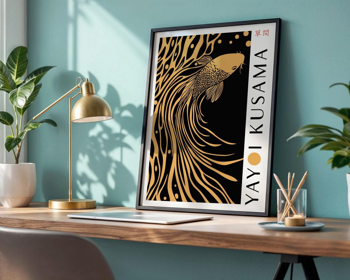 Yayoi Kusama Abstract Koi Fish Wall Art Bedroom Koi Fish Poster Koi Fish Poster Koi Fish Print Kusama Inspired Print Japanese Art - Image 4