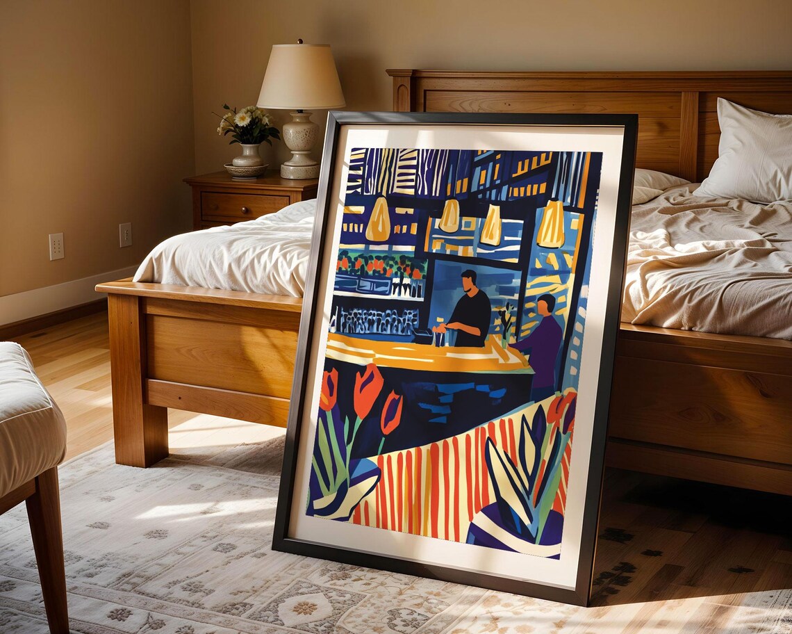 Abstract Jazz And Cafe, Modern Cozy Feeling Art Print - Image 4