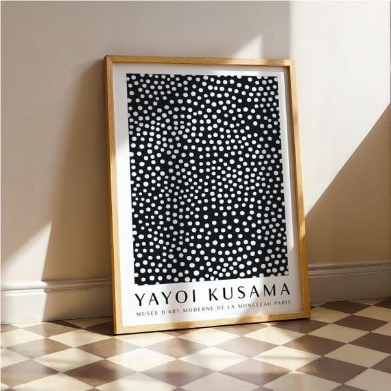 Yayoi Kusama Dots Wall Art Black And White Polka Dot Artwork Inspired By Kusama Exhibition Print For Office Or Living Room