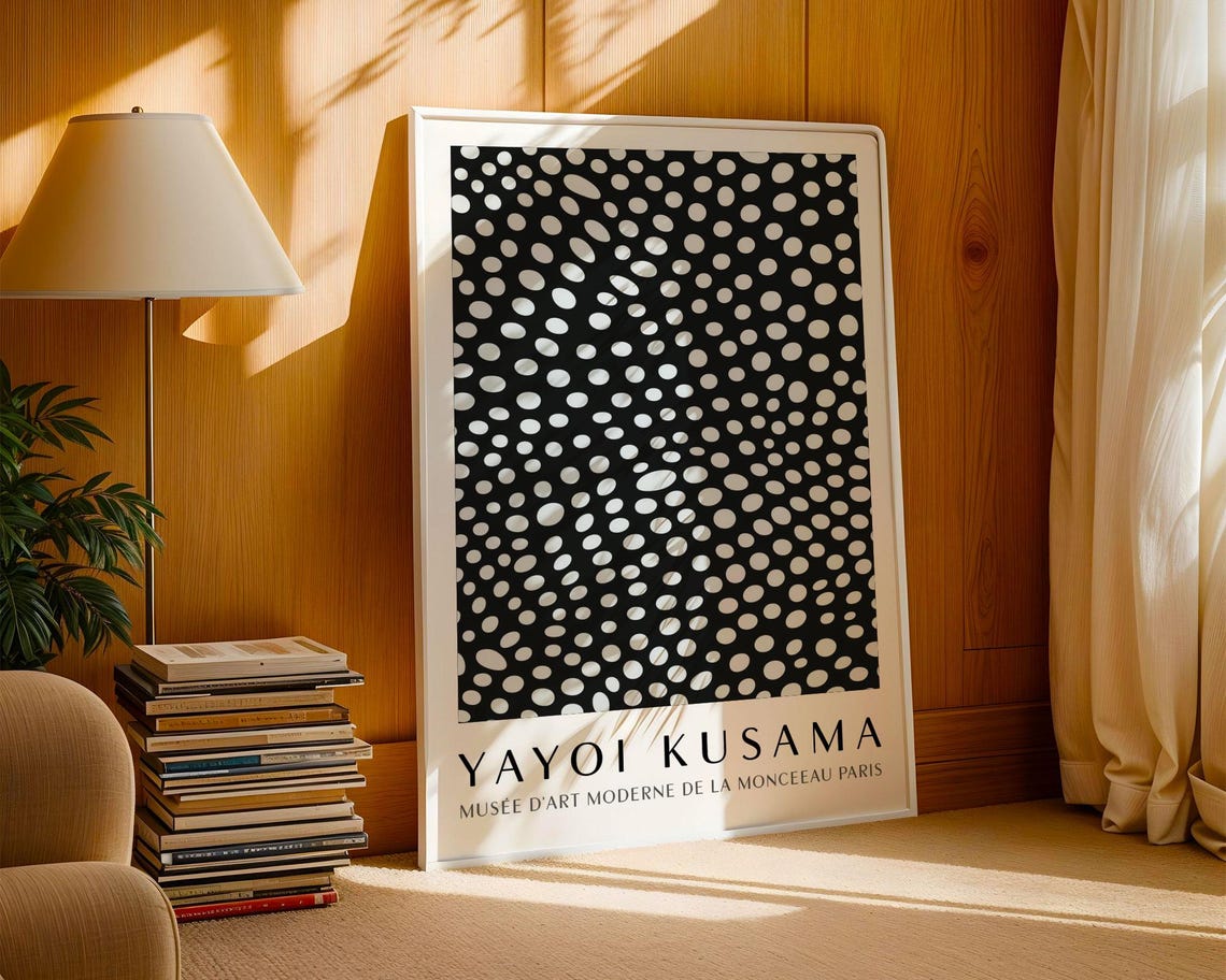 Yayoi Kusama Dots Wall Art Black And White Polka Dot Artwork Inspired By Kusama Exhibition Print For Office Or Living Room - Image 3