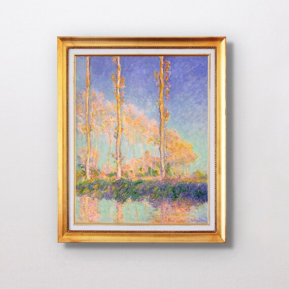 Claude Monet Poplars 1891 Golden Autumn Trees Reflection Wall Art