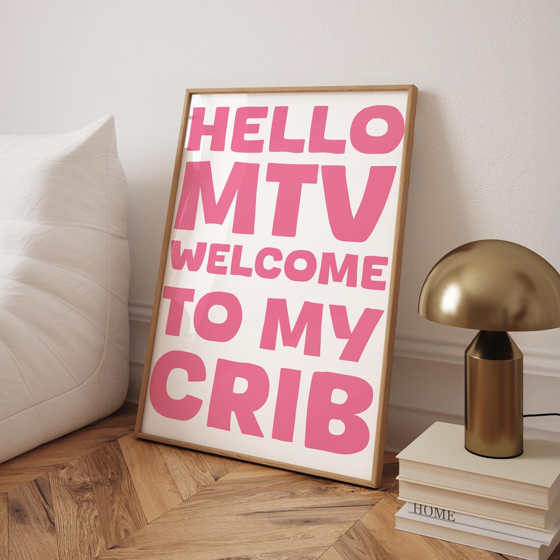 Hello MTV Welcome To My Crib Pink Typography Trendy Dorm Room Wall Poster