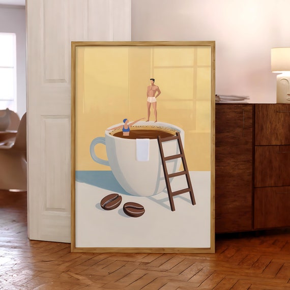Coffee Adventure Print Espresso Wall Art Trendy Kitchen Poster Lover Prints Good Morning Optional Frame