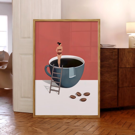 Coffee Adventure Print Espresso Wall Art Lover Prints Trendy Kitchen Poster Good Morning Optional Frame