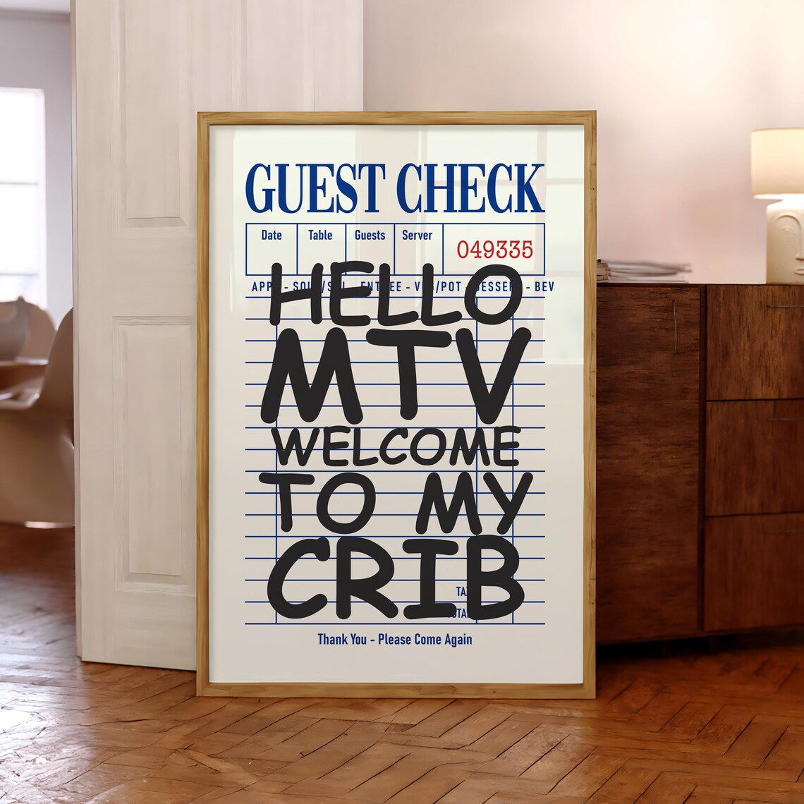 Hello MTV Welcome To My Crib Guest Check Retro Pop Culture Poster