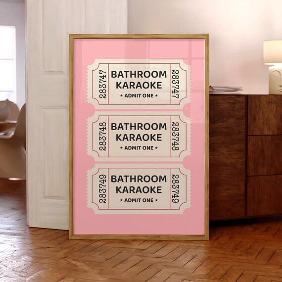 Bathroom Karaoke Ticket Vintage Funny Poster Print