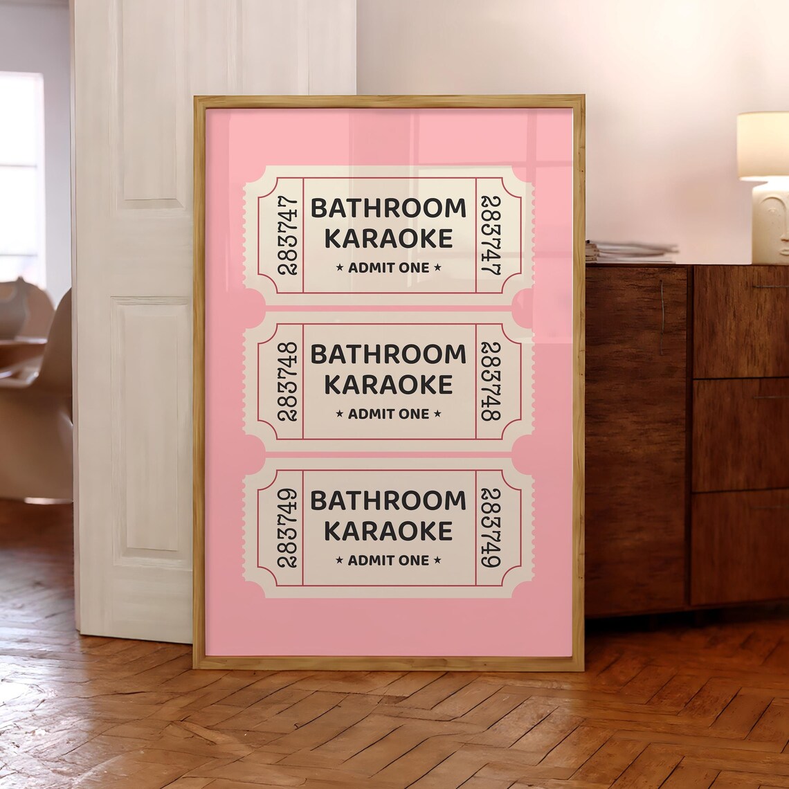 Bathroom Karaoke Ticket Vintage Funny Poster Print