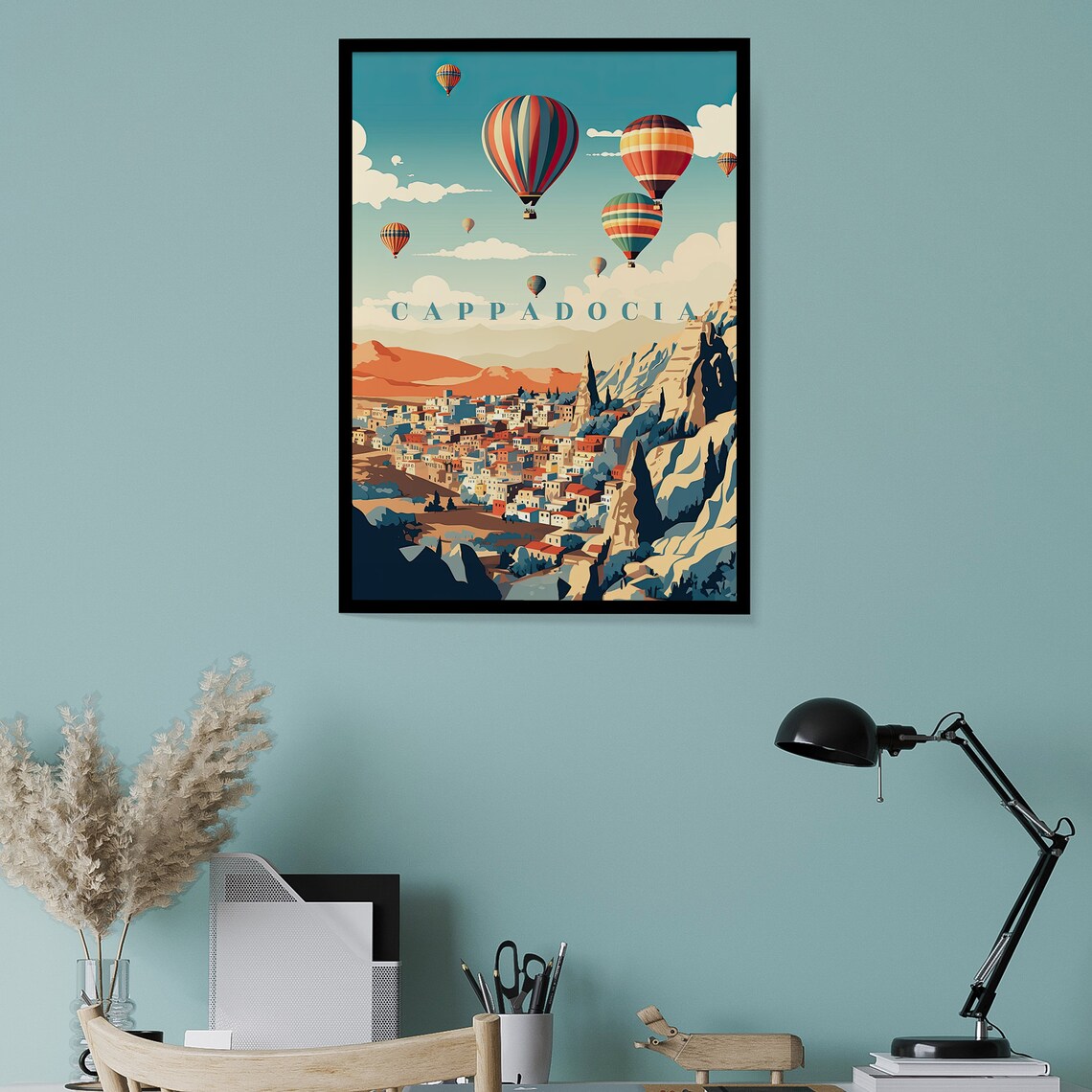 Cappadocia Hot Air Balloons Fairy Chimneys Vintage Travel Poster - Image 2