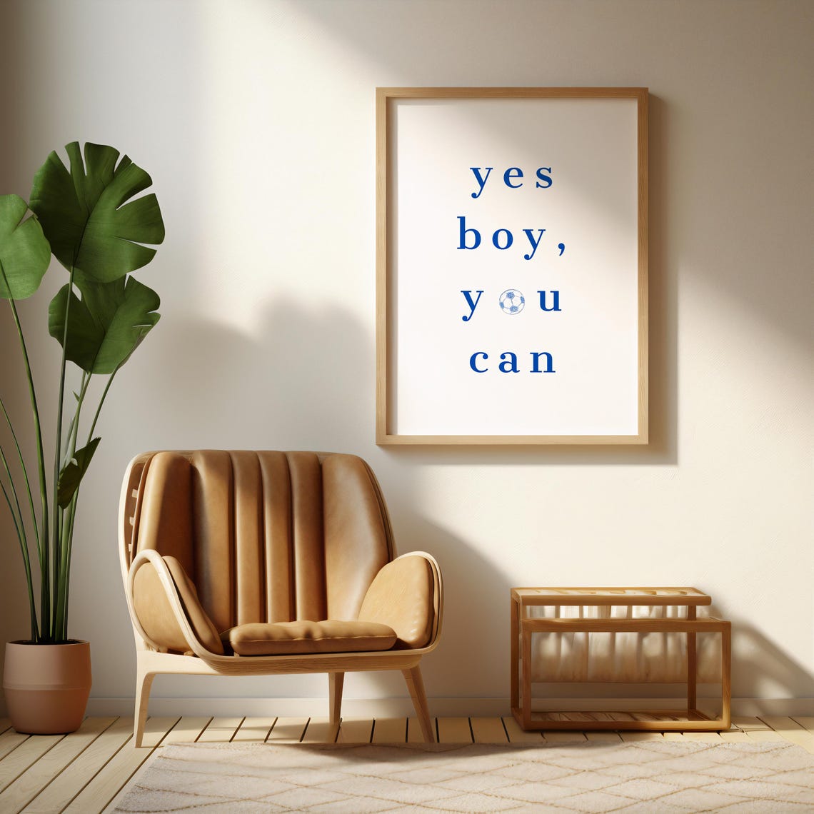 Yes Boy You Can Soccer Ball Typography Kids Bedroom Decor Poster - Image 7