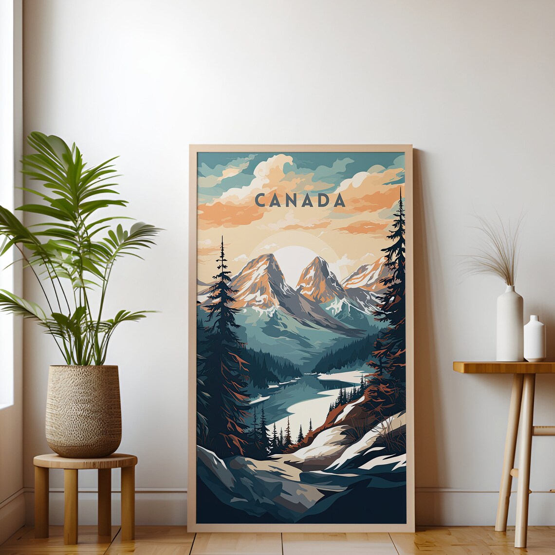 Canada Vintage Travel Mountain Lake Pine Forest Scene Poster - Image 3