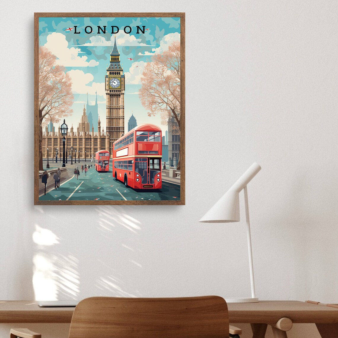 London Big Ben Red Double Decker Bus Westminster Travel Poster Art - Image 4