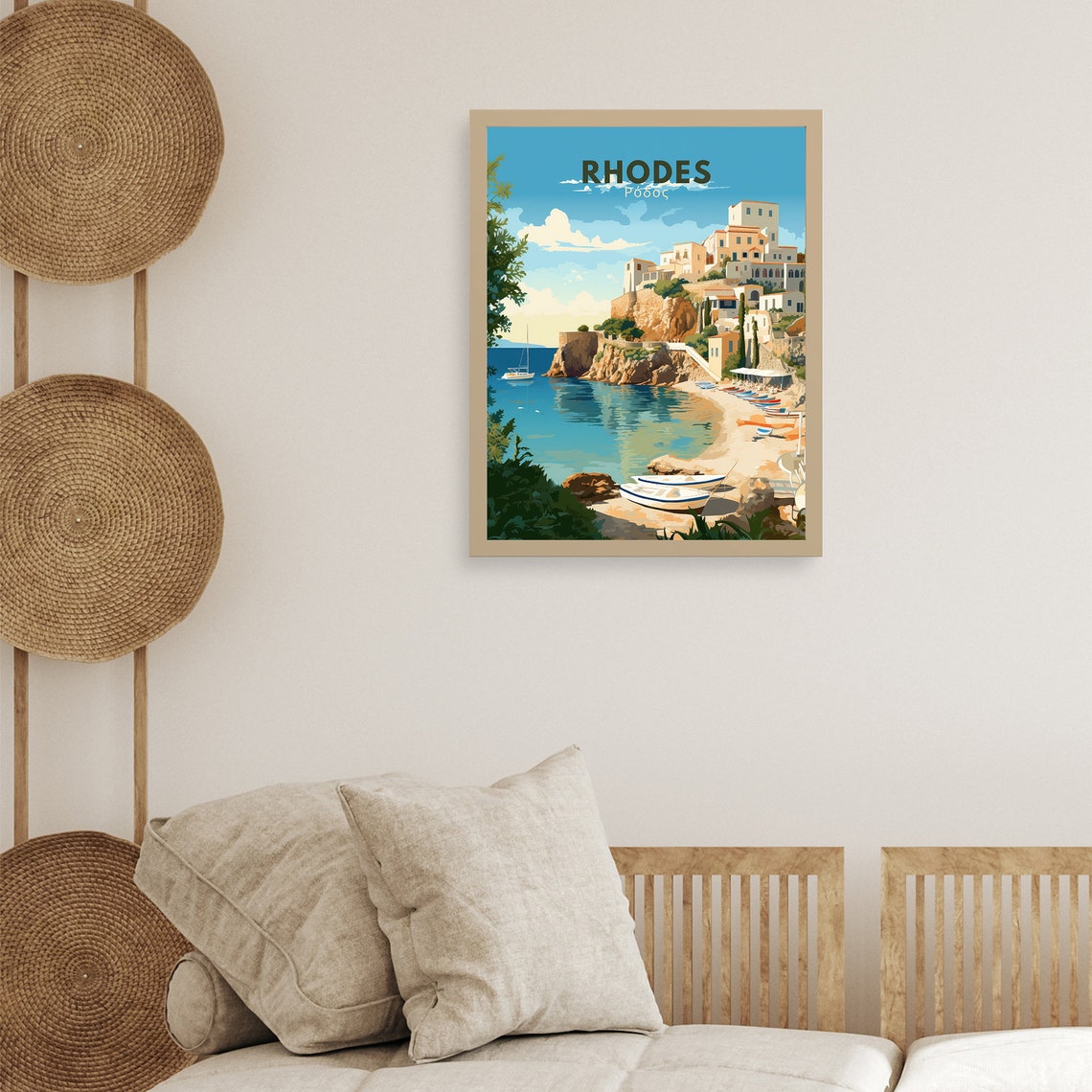 Rhodes Greece Print Rhodes Print Rhodes Painting Rhodes Greece Wall Art Rhodes Illustration Greece Poster Travel Poster - Image 2