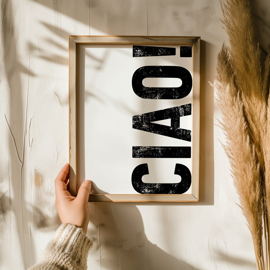 Ciao Distressed Typography White Background Italian Style Poster - Image 2