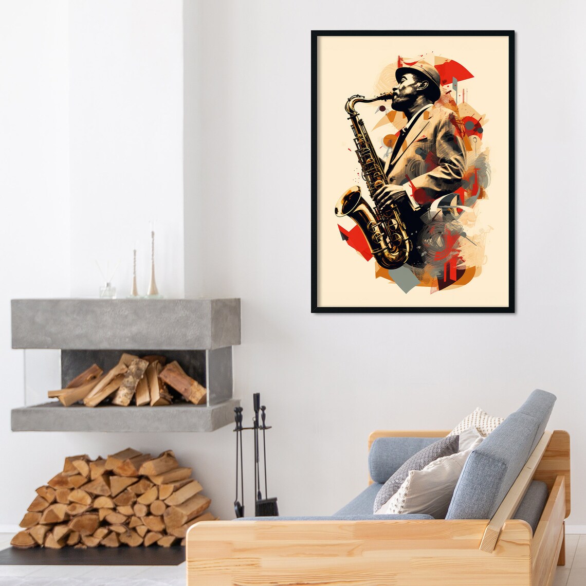 Retro Jazz Saxophone Player Collage Artwork Poster Music Lover Vintage Style - Image 5
