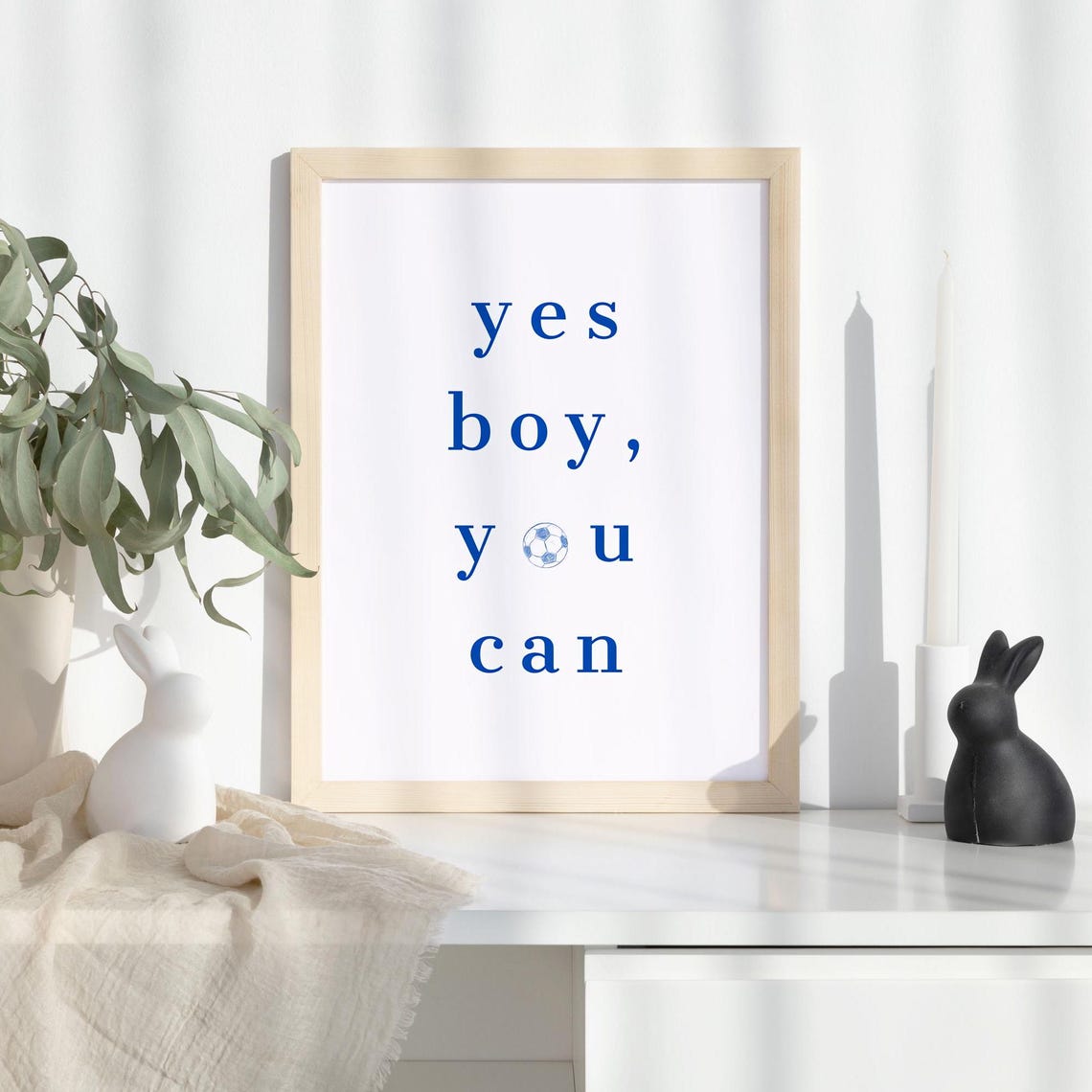 Yes Boy You Can Soccer Ball Typography Kids Bedroom Decor Poster - Image 2