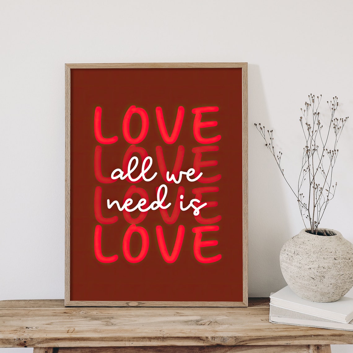 All We Need Is Love Bold Red Typography Retro Love Quote Poster - Image 4