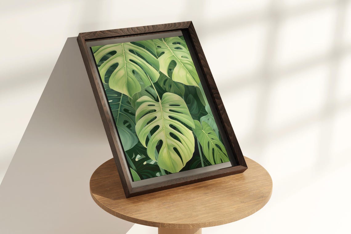 Monstera Leaves Tropical Botanical Green Leaf Illustration Poster - Image 4