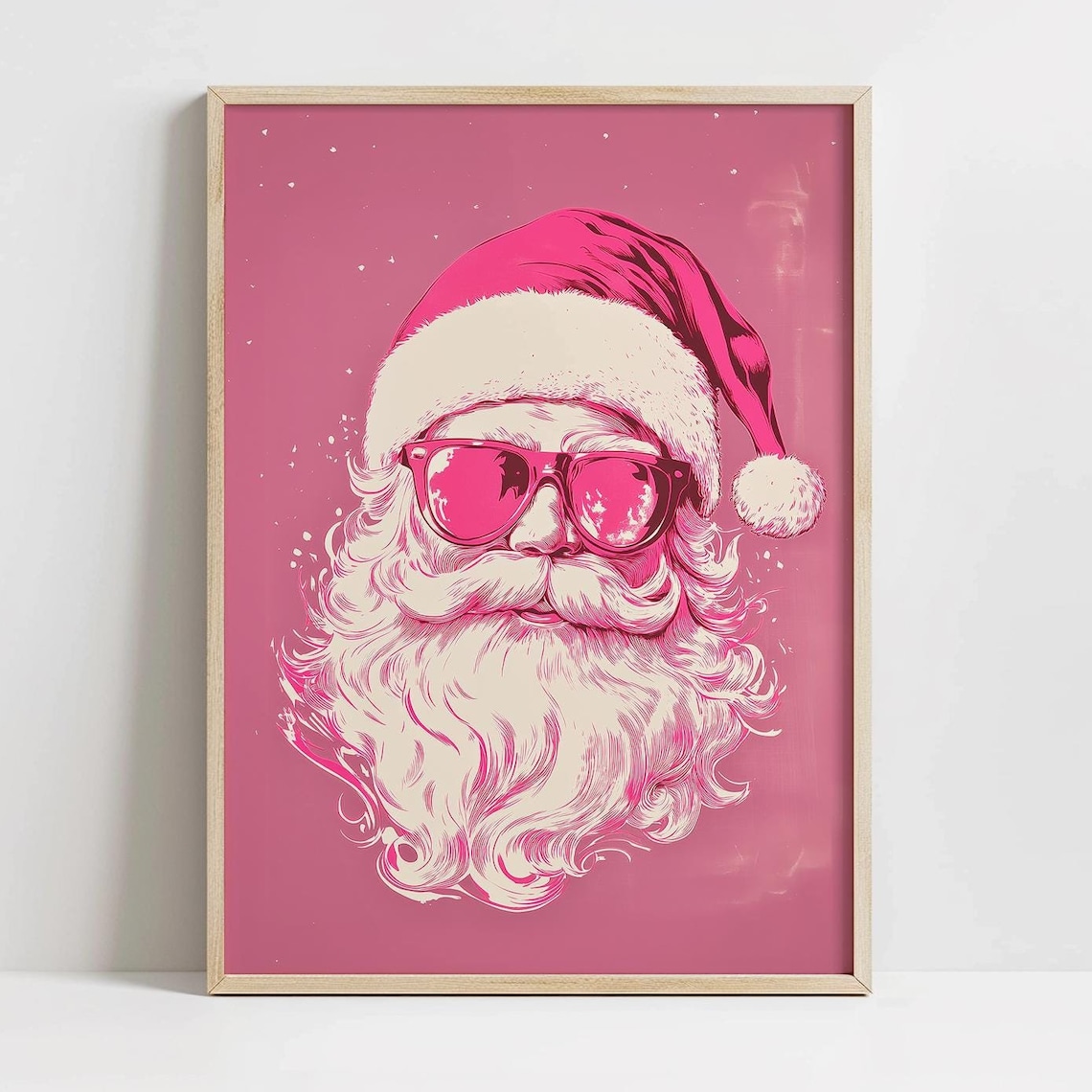 Pink Sunglasses Santa Claus Retro Trendy Pop Art Hot Pink Poster